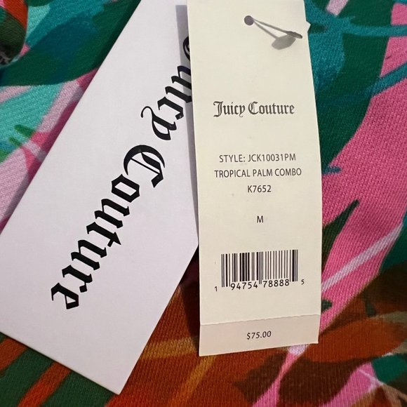NEW! JUICY COUTURE Tropical Palm Print French Terry Roll Cuff Crop Top, Size M - Picture 11 of 11